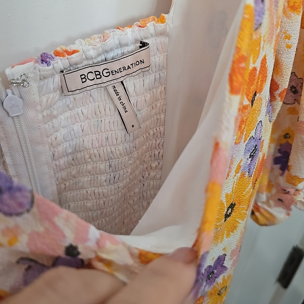 Floral Puff Sleeve Dress Fit And Flare Sz 8 - Picture 5 of 8
